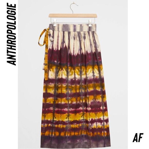 ANTHROPOLOGIE BY TINY HEIDI WRAP MAXI SKIRT IN TIE DYE NWT XS - Picture 3 of 13